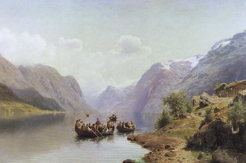 unknow artist brudfard pa hardangerfjorden oil painting image